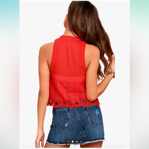 Free People Rory Crochet Overlay Boxy Crop Tank Size‎ XS - Picture 2 of 9